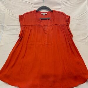 Women's Rust Cap Sleeve Tunic Top
